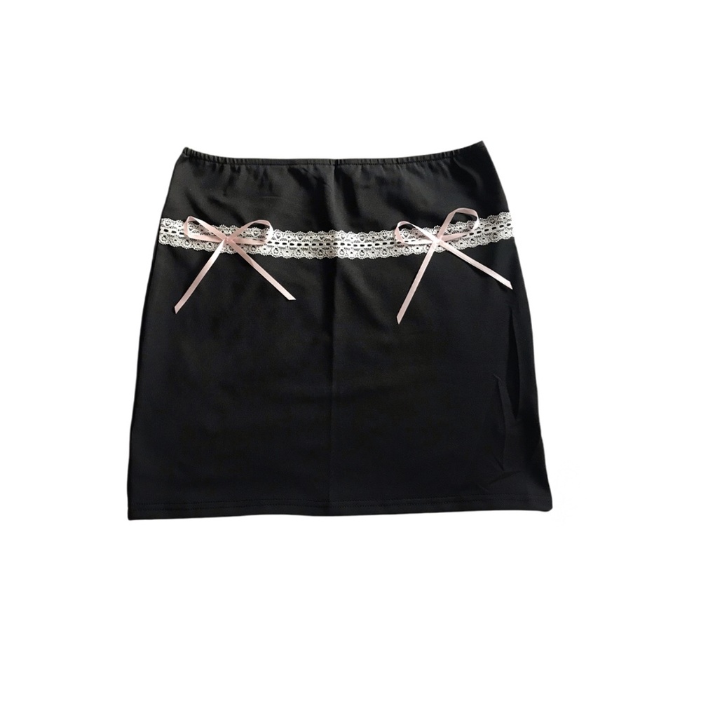 Y2K Retro Lace Bow Bodycon Skirt - Picture 2 of 2